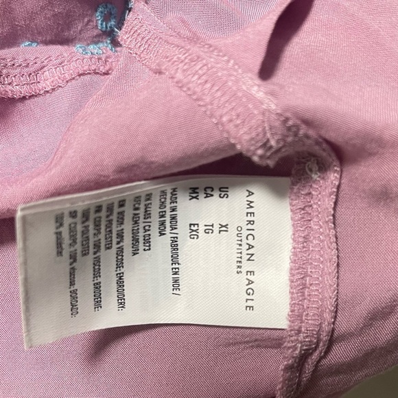 American Eagle Violet Cropped Floral Embroidered Resort Boxy Shirt XL - Picture 9 of 9